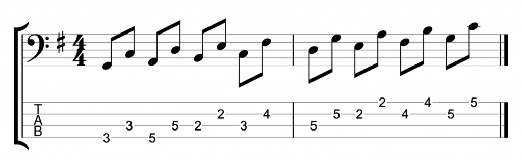 G major scale in 4th intervals