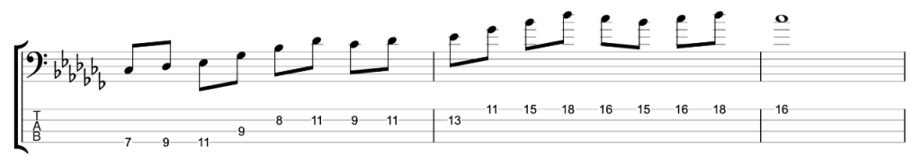 Cb major 9th arpeggio on a Dbsus chord