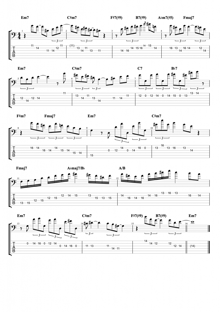 Six String Bass Solo on the changes of John Patitucci's Searching, Finding