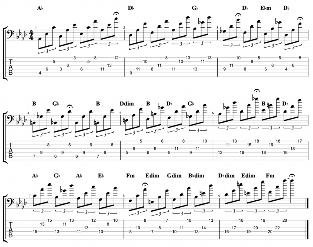 Triads Exercise on Six String Bass