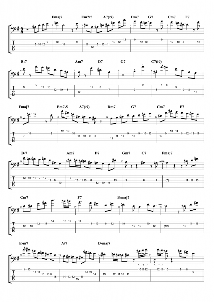 Michael Brecker Confirmation Solo with 6 String Bass TAB page 1