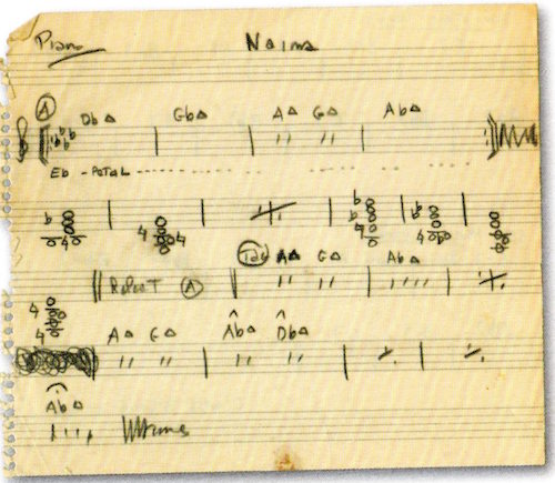 John Coltrane's Handwritten Naima Chords