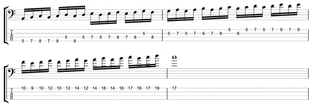 Timing Exercise - 16ths in three note groupings - C major scale ascending