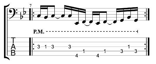 5-string bass exercise 3 - Using a low Eb in a bass groove in C minor